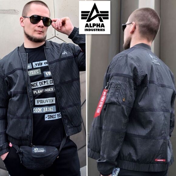 Alpha Industries Parachute Textured Taped Slim Fit Full Zip Utility Jacket L - Picture 3 of 16